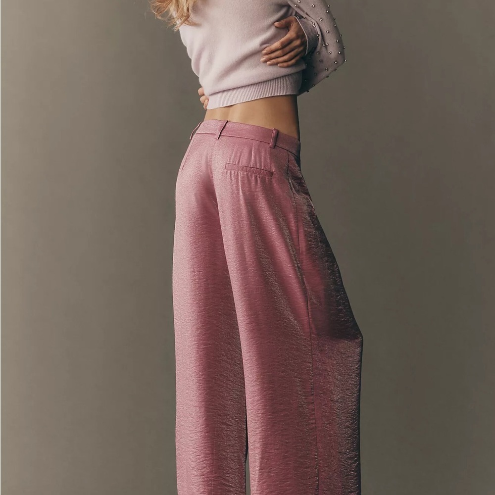 Anthropologie Maeve Shimmered Wide-Leg Trousers Pants Size 12 - Picture 5 of 6